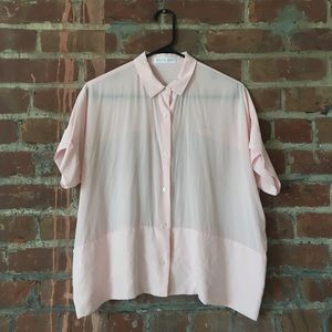 100% silk pink everlane shirt
